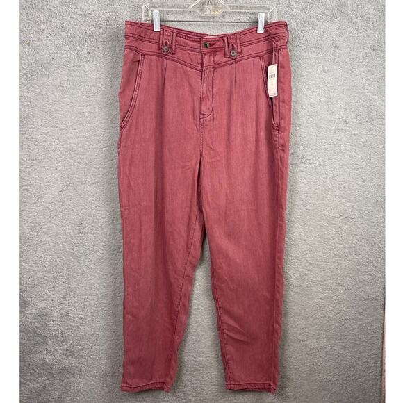 Anthropologie Kalea Pants High Rise Patch Pocket Tencel Lyocel Boho Chic 32 NWT - Picture 2 of 10